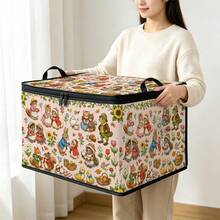 Multi-Size Options, Fun Cartoon Print Foldable Storage Box With Zipper Handle, Upgraded Fabric Large Capacity Storage Organizer, Suitable For Wardrobe, Dorm, Underbed Storage, Clothes, Bedding, Toys, Miscellaneous Items, Home Moving Organization - Multi-color - View 3