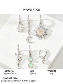 6pcs Women's Fashion Sexy Sun Moon Butterfly Flower Shaped Cubic Zirconia Belly Button Rings Navel Piercing Jewelry Set, Suitable For Daily Wear, Party And Piercing Enthusiast Styling Occasions - 6 Items - View 11