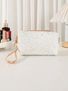1pc Large Capacity Glitter Textured PU Leather Zippered Makeup Bag, Cosmetic Organizer, Portable Travel Storage Pouch For Daily Commute And Travel, Suitable For Men And Women, All Seasons - Multicolor - View 13