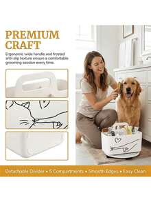 Large Capacity Five Compartment Portable Pet Supplies Storage Box With Handle, Featuring Simple Cat Patterns, Suitable For Pet Stores And Pet-Owning Households - Multicolor - View 7