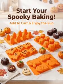 Creative Ghost & Pumpkin Shaped Silicone Baking Molds, Easy Release, Heat Resistant, Microwave, Oven, Air Fryer , Suitable For Candy, Chocolate, Pastry, Jelly, Pudding, Ice Cream, Cake Decoration, Perfect Kitchen Tool - Multicolor - View 10