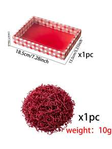 2pcs Red Houndstooth Christmas Transparent Gift Box Set, Including Box And Raffia. Ideal For Christmas Gift Wrapping, Party Favors, Christmas Decorations, And Storage. Perfect For Christmas, Gift Wrapping, And Guest Favors. - Multicolor - View 10