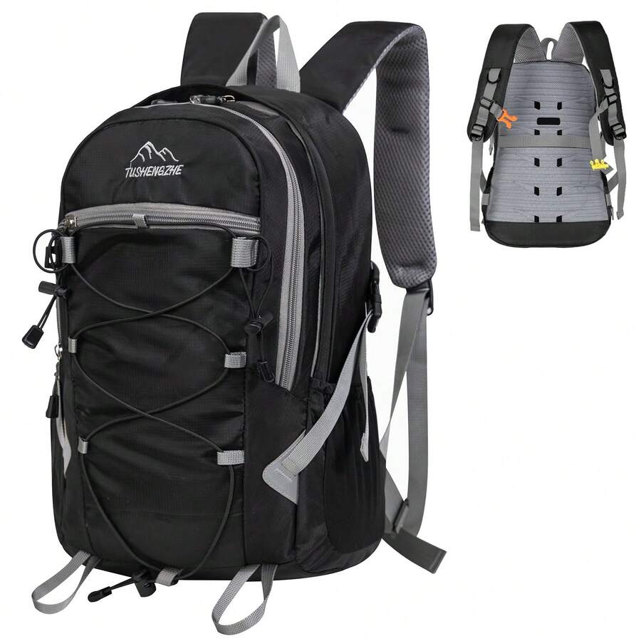 NEWHEY Ransel Hiking Multifungsi Unisex, 49*39*18cm, Tas Ransel Ringan Tahan Air, Panel Belakang EVA, Dengan Tali Dada dan Bantalan Tebal, Cocok untuk Berkemah, Perjalanan, Aktivitas Luar Ruangan, Hitam/Hijau/Kuning - MultiWarna - View 1