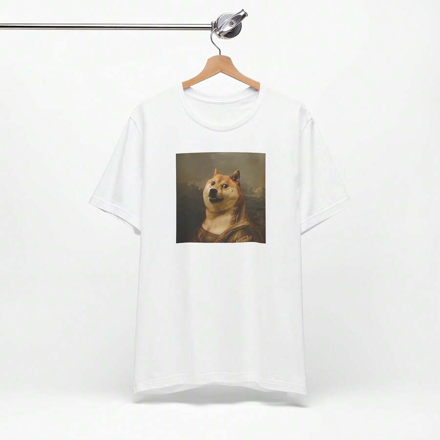 Mona Doge Lisa Funny Graphic Dog Novelty T Shirt - Style - View 1