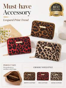 Wallets For Women Leopard Print Wallet, PU Leather Zip Around Clutch, Gold Hardware Purse, Halloween Party Essentials - Multicolor - View 9