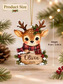 1pc Personalized Teddy Bear Reindeer Ornament, Custom Name Christmas Ornament, ,Christmas Tree Decor,Family Keepsake, First Christmas Gift,Christmas Gift - Multicolor - View 7