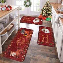 1/2/3pcs Christmas Theme Kitchen Rug, Flannel Kitchen Rug Comfortable Soft Absorbent Non-Slip Machine Washable With Backing Multi-Functional Home Floor Mat Suitable For Doorway Living Room Bedroom Kitchen Dining Room Bathroom Laundry Room Patio Entryway Holiday Christmas Decor Mat - Multicolor - View 4