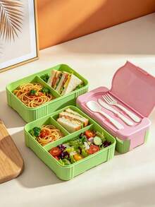 Kotak Bekal Sekolah, Kotak Bento Sekat dengan Set Peralatan Makan, Wadah Bekal Persegi, Aman untuk Microwave, Tas Bekal, Kulkas, Cocok untuk Rumah, Sekolah, Kantor, Perjalanan, Kembali ke Sekolah, Piknik di Luar Ruangan - MultiWarna - View 8