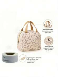New Printed Tote Lunch Bag, Large Capacity Insulated Lunch Box, Waterproof & Oil-Proof Lunch Storage Bag, Outdoor Picnic Bag, Portable Insulated Travel Bag, Exquisite Gift - Multicolor - View 6