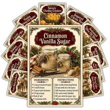 20pcs Vintage Christmas Recipe Postcards, Illustrated Christmas Food Recipe Wall Collage Set, Suitable For Home Kitchen Decor, Wall Decor Mini Posters, Holiday Recipe Cards, Perfect For Scrapbooking And Gifting - A - View 2