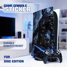 Gothic Dark Fantasy Warrior Theme Sticker Kit, Compatible With PS5 Disc Edition Console And Dual Controllers, High-Quality Vinyl Film, Scratch-Resistant, Waterproof, Easy To Remove Without Residue - View 2