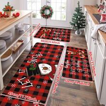 1/2/3pcs Christmas Theme Kitchen Rug, Flannel Kitchen Mat, Comfortable Soft Absorbent Non-Slip Machine Washable With Anti-Slip Backing, Multi-Functional Home Floor Mat Suitable For Doorway, Living Room, Bedroom, Kitchen, Dining Room, Bathroom, Laundry Room, Patio, Entryway, Holiday Christmas Decor Mat - Multicolor - View 11
