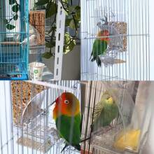 NUOCHEN Anti-Spill Bird Cage Feeder, Automatic Parrot Seed Feeder With Perch, Acrylic Transparent Seed Food Container, Cage Accessory Suitable For Small And Medium Parrots, Lovebirds - one-size - View 4