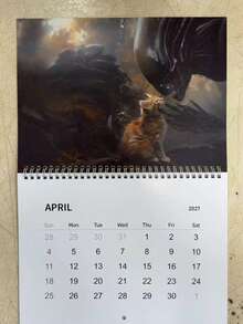 1pc 2027 Alien Theme Calendar With Cat - Official Alien Design - Desktop Or Wall Hanging Calendar, Suitable For Sci-Fi Fans, Home/Office Decor - Perfect Gift For Alien Movie Lovers, Home Decor, Unique Artwork, Spiral Bound, Themed Storage - Multiple Styles - View 5