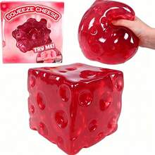 Tachimi 1pc Red Transparent Cheese Squishy Stress Relief Toy, Soft Jelly Texture, Suitable For Office, Home, School, Travel, Party Gift, Birthday, Easter, Christmas, Random Style And Packaging - Multicolor - View 1