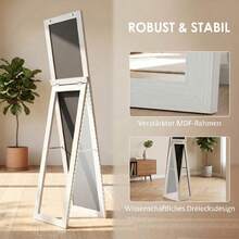 vidaXL Full-Length Mirror, Floor Mirror, Wood-Look Frame, 157 X 37 Cm, Gray, Rectangular, Wall Mirror For Standing, Leaning, Large Mirror, For Hallway, Living Room, Bedroom - White - View 6