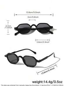 2 PCS Men's Retro Geometric Fashion Glasses Solid Color Lightweight PC Frame Gray Lens Modern Chic Great For Streetwear Travel With Glasses Box - Multicolor - View 5