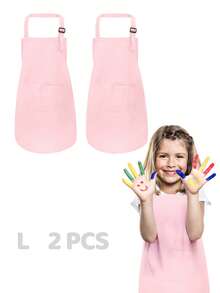 2Pcs Adjustable Kids Painting Apron ,Kids Art Aprons, Durable Cooking Apron For Boys And Girls, With Pockets, For Kitchen,Laboratory Activity, Painting And Baking Crafts Wear - 2-pack - View 22