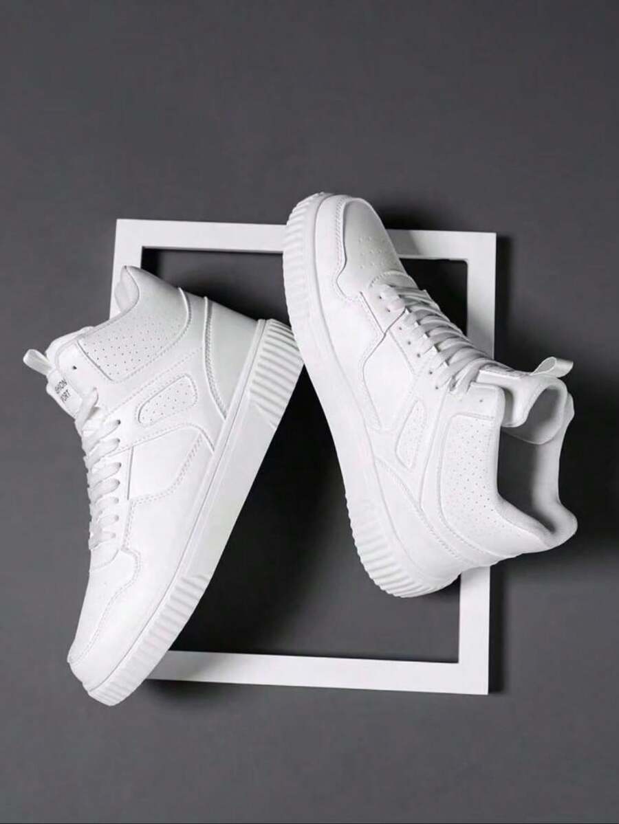 Plus Size Men's Casual Sneakers, Outdoor Shoes - White - View 1