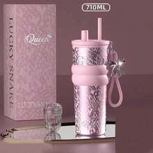 710ml Stainless Steel Metal Water Bottle With Straw And Leak-Proof Lid, Suitable For Hot And Cold Coffee Drinks - Multicolor - View 13