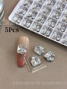 5/15Pcs Flashing K9 Crystal Pigeon Egg Nail Art Rhinestone Ball Transparent White Luxury Versatile Pillow Fat Square Nail Art Rhinestone Ball Decoration - White - View 9