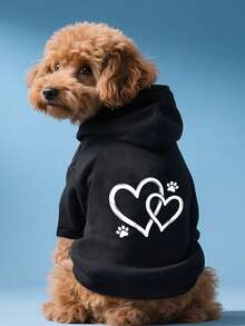1pc Dog Clothes Autumn/Winter Chihuahua Teddy Small Dog Puppy Pet Sweatshirt Ragdoll Blue Cat Kitten With Sleeves Anti-Shedding - Black - View 1
