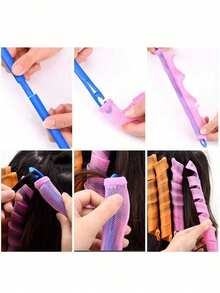 20pcs Heatless Curling Rods, Spiral Hair Styling Tools With Styling Hooks, Magic Hair Curlers For Home Use And Hair Salon DIY, Create Multiple Hairstyles - Multicolor - View 9