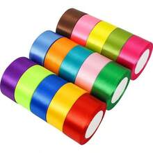 25 Yards Colored Satin Plain Satin Ribbon Gift Roll Packaging DIY Birthday Party Decoration TSC - Multicolor - View 5