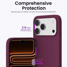 原裝矽膠保護殼，相容 iPhone 18 Pro Max 17 Air 16 15 14 13 12 11 Pro Max Plus，磨砂薄款保護殼 - 櫻桃紅 - 查看 3