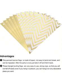 Gold 12pcs 16.4ft Triangle Bunting Flags, Triangular Hanging Banners, Suitable For Festivals, Weddings, Birthday Parties - Gold - View 5