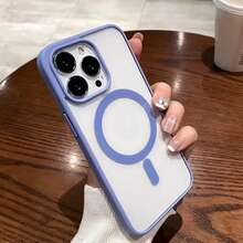 Minimalist Macaron Color Transparent Magnetic Phone Case Compatible With Iphone 18 Pro 18 Pro Max, Shockproof Anti-Drop Hard Shell Compatible With Iphone 17 Pro Max 16 Pro Max 15 14 Plus 13 12 Mini 11 XS Max 7 8 Plus SE2020 SE2022 - Far Peak Blue - View 6