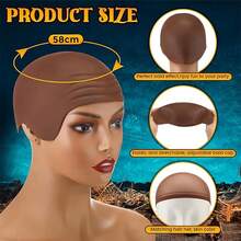 مجموعة قبعة تثبيت الشعر المستعار من السيليكون، قبعة شعر مستعار سيليكون مانعة للانزلاق، 2 قطعة قبعات شعر مستعار من النايلون مع 2 قطعة ملصق شريط شعر مستعار مجاني للحفلات والمهرجانات والتنكر، مجموعة إكسسوارات الشعر المستعار - مشاهدة 3