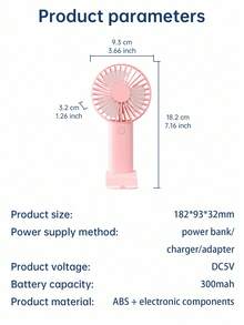 2件裝手持小型迷你便攜式USB充電風扇，附手機支架底座，桌面小風扇，假期必備 - 粉紅色2個 - 查看 11