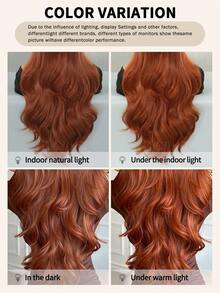 NAMM Ginger Orange Extra Long Wavy Wigs With Curtain Bangs Heat-Resistant Fiber Synthetic Woven Costume Wig For Cosplay Wear, Halloween & Carnival Party Use 28 Inch - Ginger - View 8