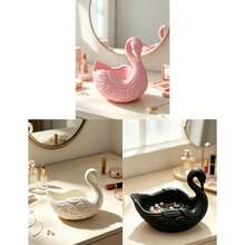 Swan-Shaped Jewelry Tray, Matte White Resin Decorative Trinket Dish, Elegant Desktop Organizer For Rings, Earrings, Necklaces - Multicolor - View 12