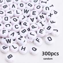 300 piezas de cuentas con letras o símbolos de 7x4mm para pulseras y collares de joyería, múltiples colores y estilos, corazón, estrella, símbolo, paz, cruz, letra - Multicolor - Ver 12