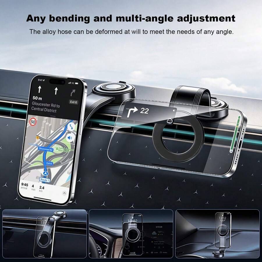 Car Magnetic Phone Mount Holder Flexible Memory Alloy Suction Cup Mobile Phone Stand Suitable For Instrument Panel ,Compatible With IPhone 17 16 15 14 13 12 Series - A - View 1
