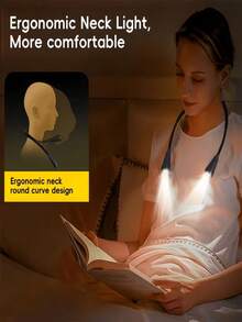 1pc LED Neck Reading Light, 360° Rotatable Hanging Lamp, Bedside Reading Light, Portable 3-Color Dimmable, Suitable For Bedtime Reading, Home Desk, Late Night Study, Running, Office And Night Light Use - Neck Reading Light - View 6
