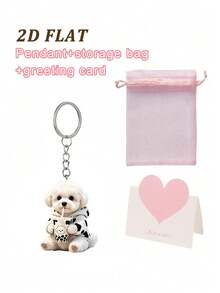 2D Acrylic Hanging Ornament With Pattern Of A Cute Puppy Drinking Milk Tea – Animal-Themed Keychain And Bag Charm. Home Decor, Pet Ornament, Handbag Pendant, Birthday Gift For Pet Lovers, Halloween And Christmas Gift - Multicolor - View 13