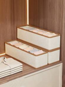 6pcs/1pc Multi-Piece Bra Divider Storage Box, Belt Divider Storage Basket, Closet Organizer, Foldable, Stackable, Space-Saving, Suitable For Home, Wardrobe, Classification Divider Storage Organizer - Beige, Halloween, Christmas New Year Gift, Large Capacity, Portable, Socks Underwear Storage, Home Essential, Car Interior Accessory. - View 4