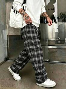 Men's Casual Loose Straight Leg Fashion Long Pants, Spring/Autumn - Black - View 4