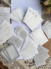 30pcs/Pack Vintage Extra White Kraft Paper Embossed Notes, Lace & Floral, Stationery For Diary, Scrapbooking Back To School School Supplies - Multicolor - View 17