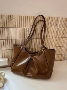 Vintage Large Capacity Tote Bag For Women, New Fashion Versatile Commuter Shoulder Bag - Brown - View 11