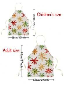 1PC Christmas Snowflake Pattern Single-Sided Printed Apron, Unisex Home Kitchen Halter Tie Apron, Home Decor Kitchen Cooking Anti-Stain Apron - Multicolor - View 2