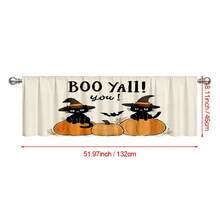 3件組萬聖節廚房窗簾，黑貓南瓜 Boo Y'all 印花，恐怖節日小窗廚房裝飾 - 彩色 - 查看 10