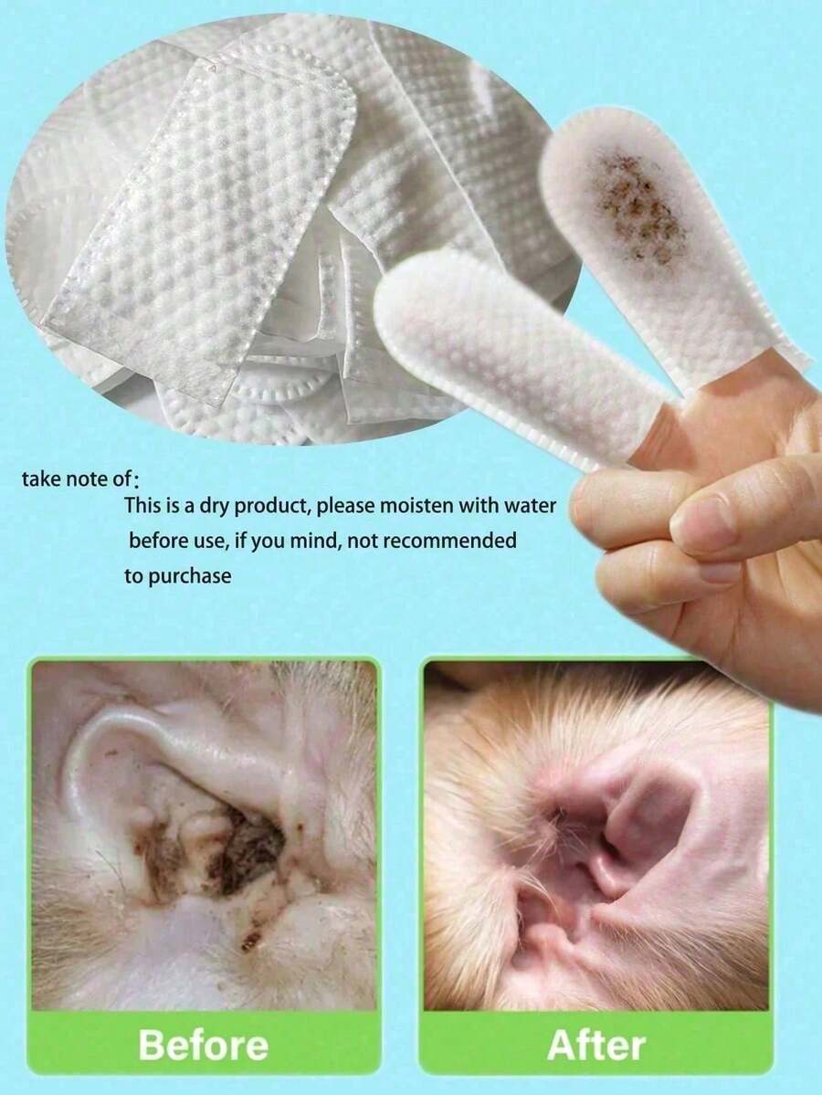 50pcs Count Gentle Pet Ear & Teeth Cleaning Wipes - Disposable Finger Wipes For Dogs, Soothing Odor Eliminator