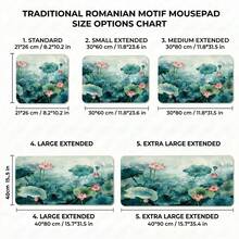 Lotus Pond Ink Art Pattern Extra Long Gaming Mouse Pad & Desk Mat Set, Non-Slip Durable Rubber Base, Smooth Surface, Suitable For PC Laptop Office Home, Abstract Art Decor, Back To School Supplies - A - View 4