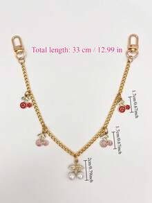 Charming Rhinestone Cherry Bag Charm, Fashionable Chain Strap Bag Accessory, Multiple Red Cherry Decor, Shoulder Bag Charm Chain, Backpack Pendant, Shopping Bag Charm, Suitable For Various Occasions, Cute Holiday Gift - Multicolor - View 8