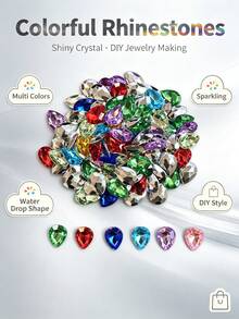 10*14mm Teardrop Pointed Back Acrylic Rhinestones, 20/50/100/200Pcs DIY Ornaments For Shoes Bags Phone, Valentine & Islamic Festival Gift - Multicolor - View 2