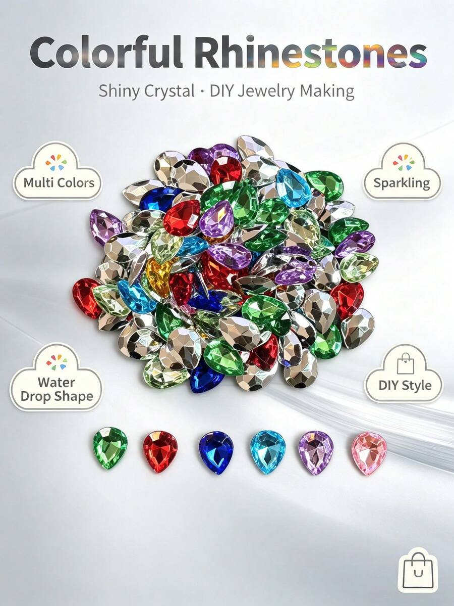10*14mm Teardrop Pointed Back Acrylic Rhinestones, 20/50/100/200Pcs DIY Ornaments For Shoes Bags Phone, Valentine & Islamic Festival Gift